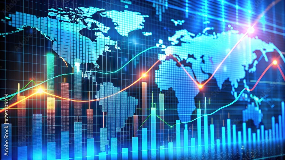 financial graph of stock market chart showing financial graph of stock market chart showing
