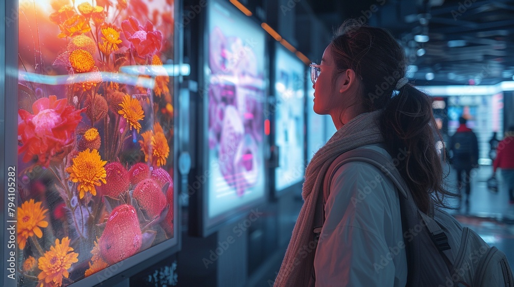 3D renders showcasing interactive digital signage solutions in virtual spaces allowing users to engage with dynamic content 3D renders showcasing interactive digital signage solutions in virtual spaces allowing users to engage with dynamic content