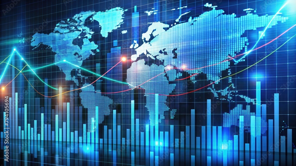 financial graph of stock market chart showing financial graph of stock market chart showing