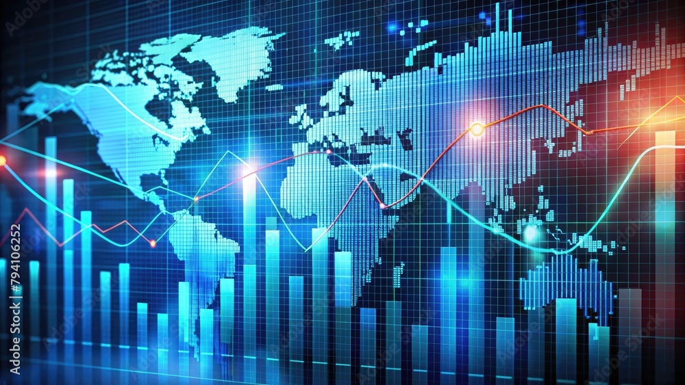 financial graph of stock market chart showing financial graph of stock market chart showing