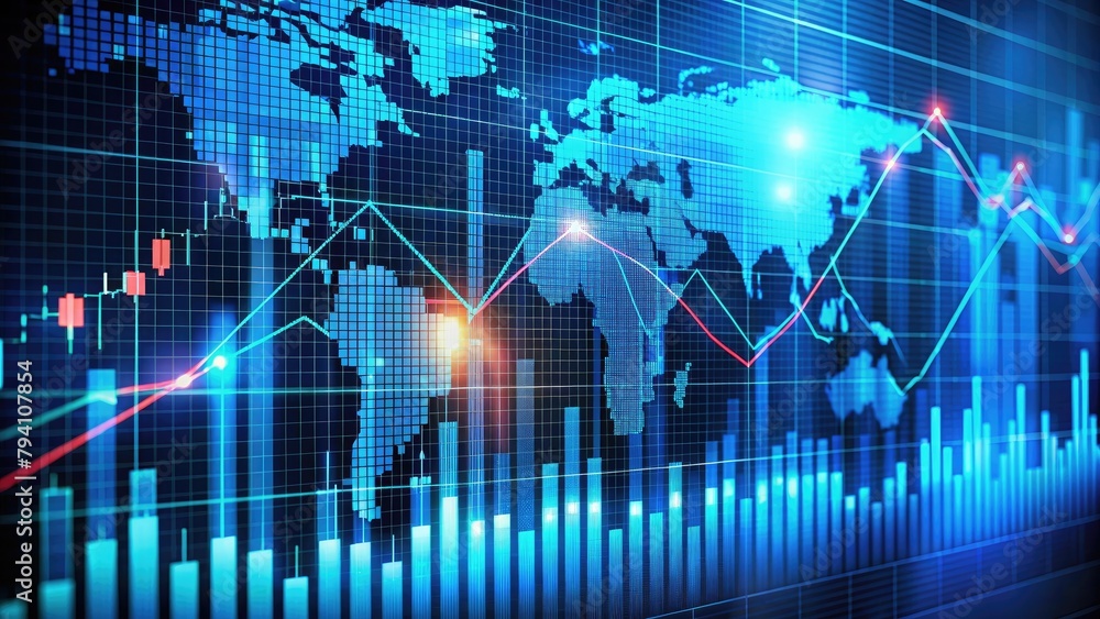financial graph of stock market chart showing financial graph of stock market chart showing