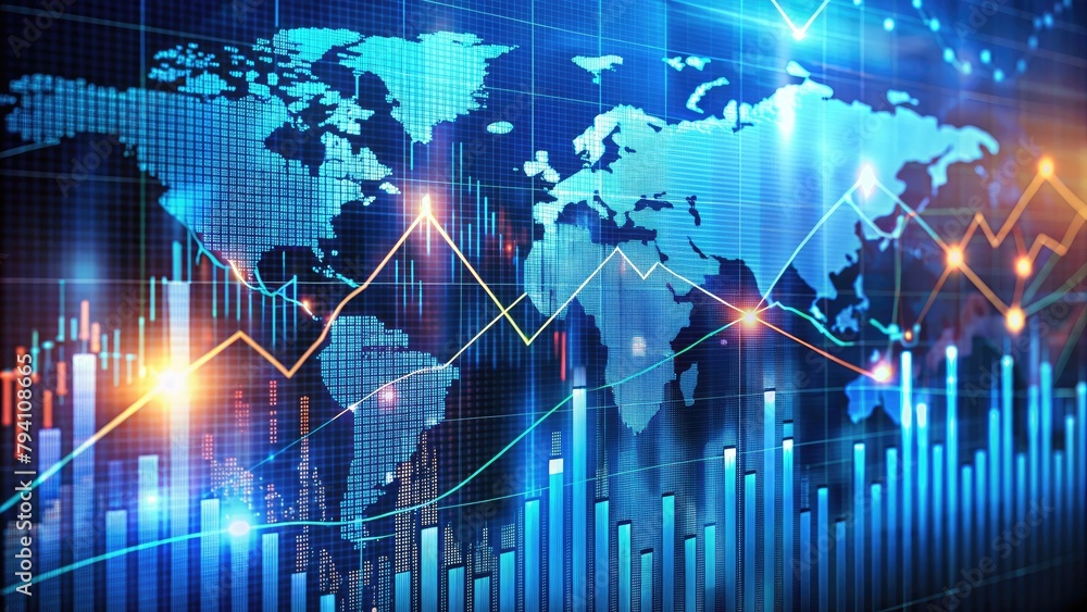 financial graph of stock market chart showing financial graph of stock market chart showing