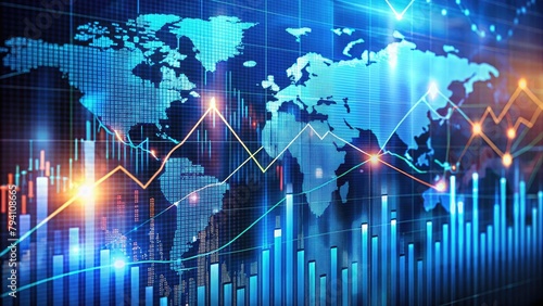 financial graph of stock market chart showing