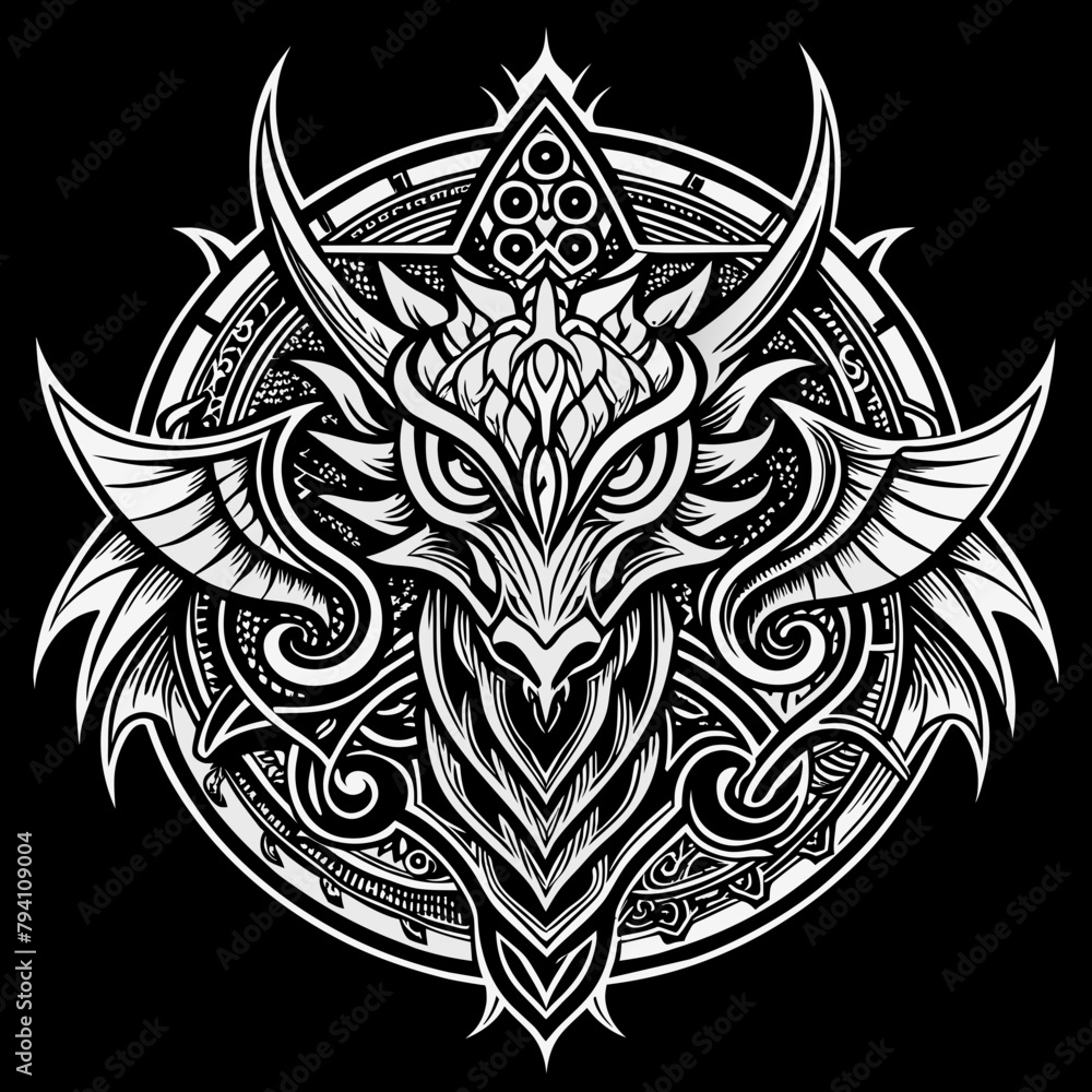 tribal-style-tattoo--zentag--celtic-dragon-mandala