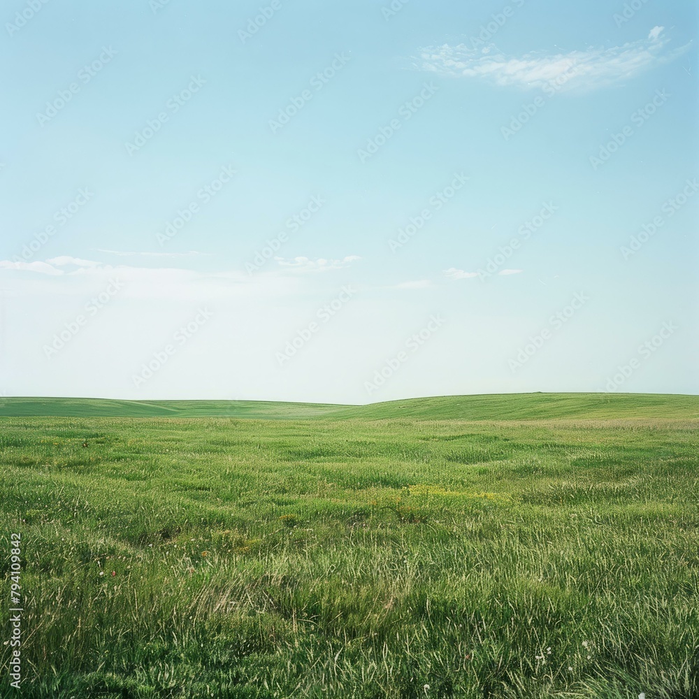 b'Green rolling hills under blue sky'