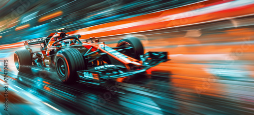High-speed racing car on a dynamic race track © Mr. Stocker