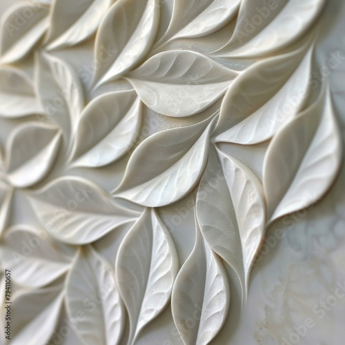 b'White marble leaves wall background'
