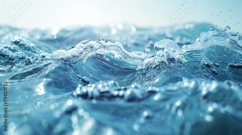 b'Close-up of water surface with waves and bubbles' photo