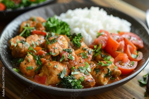 Chicken stew with rice and vegetables