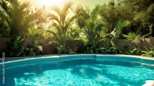 b'Tropical oasis: A refreshing dip in a jungle paradise'