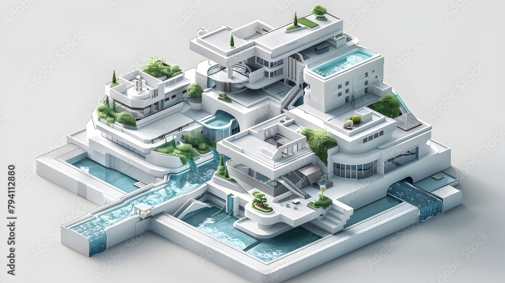 Futuristic Harmony: A Surreal Isometric 3D Model of an Architectural Wonder Blending Historical and Futuristic Harmony: A Surreal Isometric 3D Model of an Architectural Wonder Blending Historical and