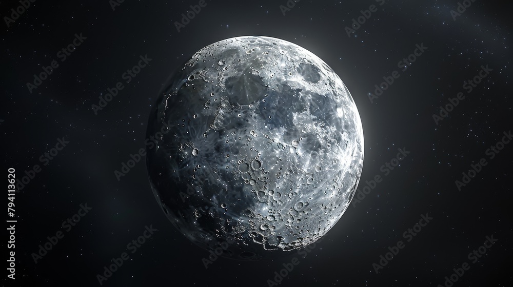 Moon: A 3D visualization of the moon's waning phase