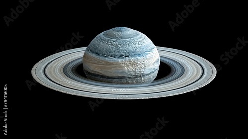 Planet: A detailed 3D model of Saturn, highlighting its majestic rings and unique hexagonal storm