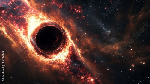 Cosmic black hole engulfing galaxy photo