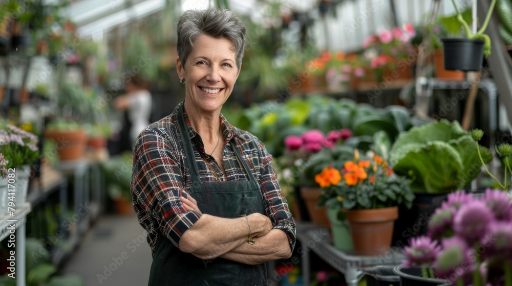 A Confident Florist in Greenhouse A Confident Florist in Greenhouse