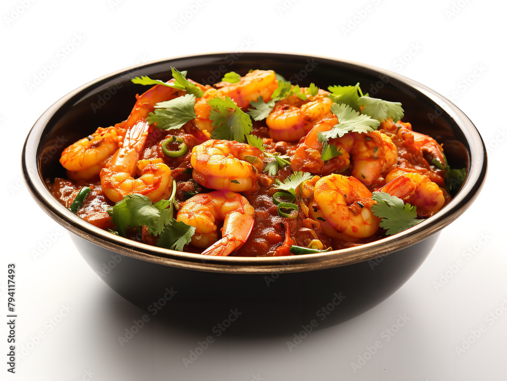 Chingri Bhuna on white background - Generative AI Chingri Bhuna on white background - Generative AI