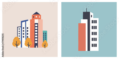 Set of Arsitecture Logos. Urban Heights. Professional & Modern High-Rise Building Icon.