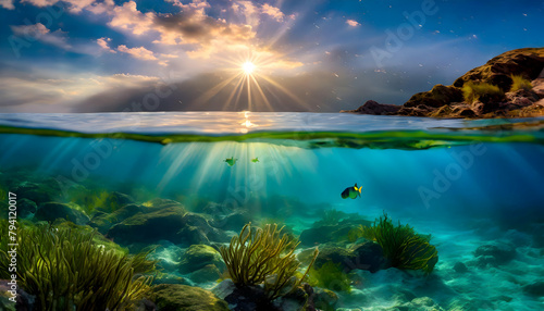 Beautiful A magical underwater sea photography on digital art concept. #794120017
