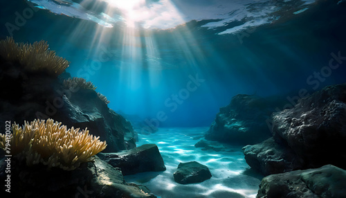 Beautiful A magical underwater sea photography on digital art concept.