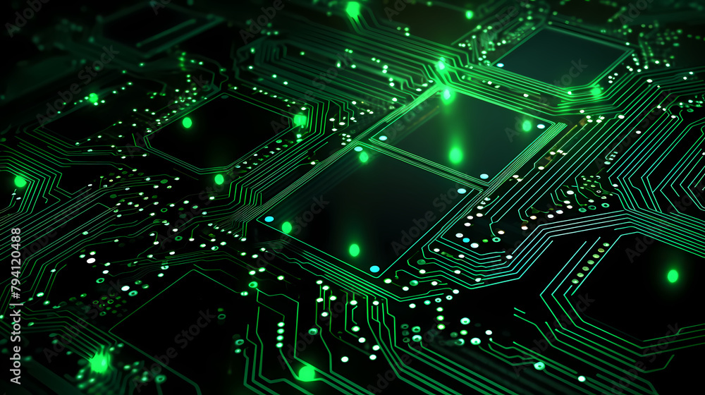 Green glowing technology background Green glowing technology background