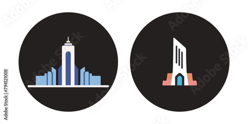 Set of Arsitecture Logos. Urban Heights. Professional & Modern High-Rise Building Icon. photo