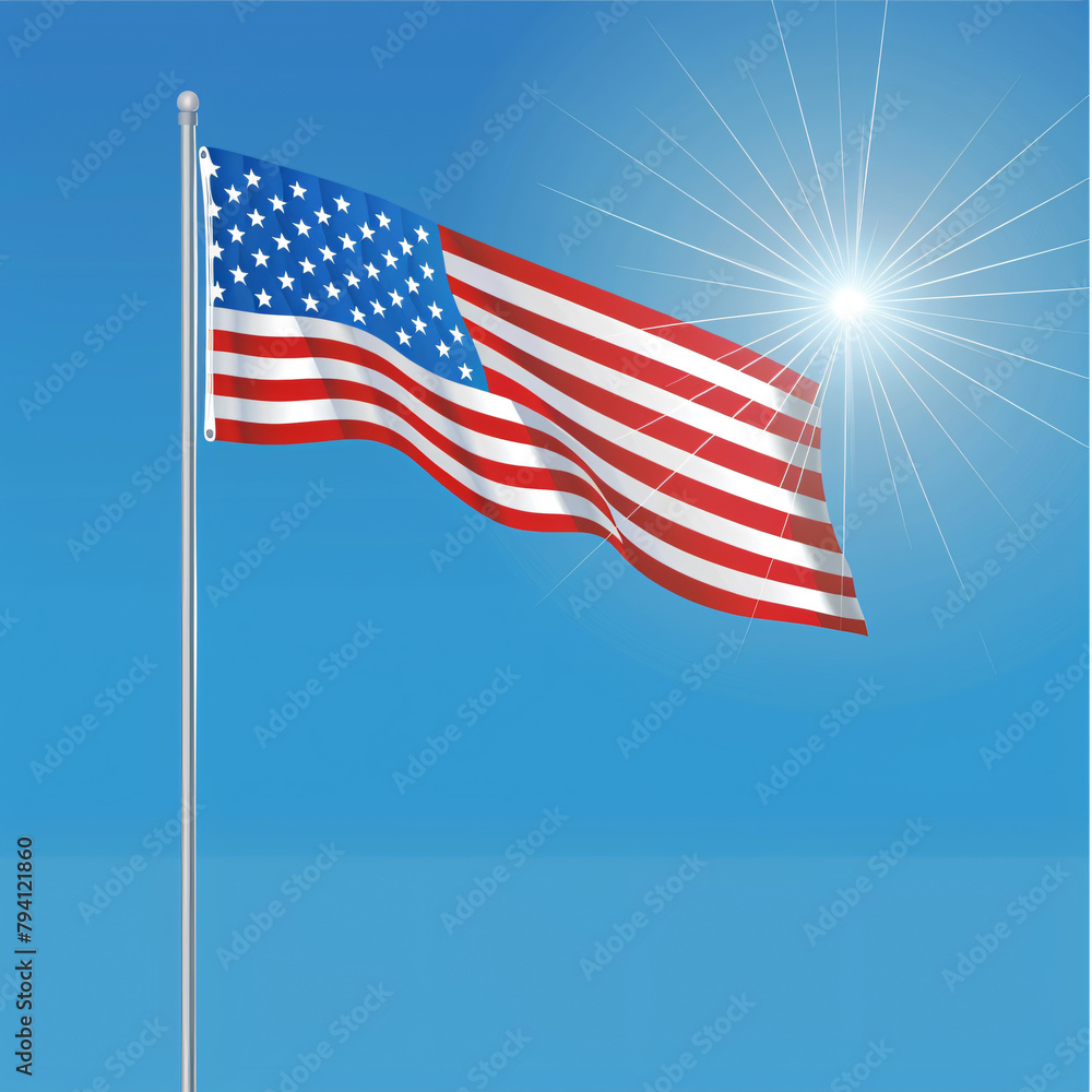 American flag blowing in the wind background