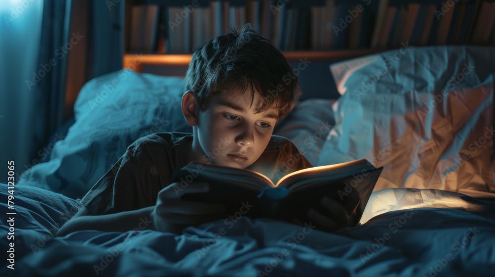 A Child Reading Before Bed A Child Reading Before Bed