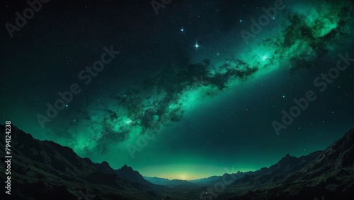 Astral Enchantment, Vast Cosmos Alive with Stars and Shades of Luminous Jade Green.