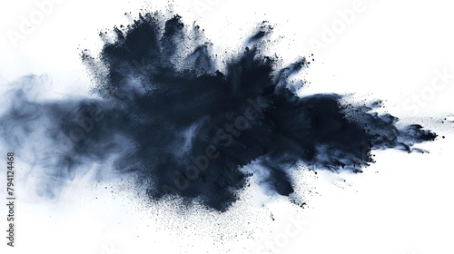 Navy Powder Dust Explosion Splash Isolated on White Background - Holi Paint 
