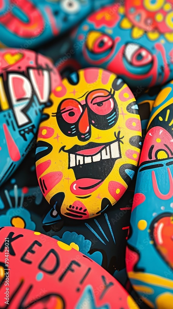 Obraz premium Kindness rocks painting workshop, messages of hope and love, spreading positivity 916