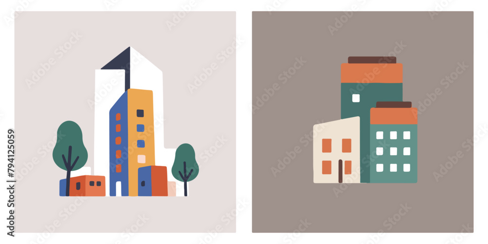 Set of Arsitecture Logos. Urban Heights. Professional & Modern High-Rise Building Icon.