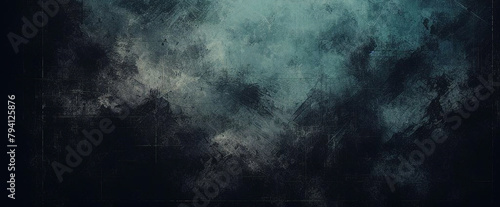Rich blue green background texture, teal or turquoise color with distressed blue border grunge texture, abstract marbled bark or stone design, blank blue paper with texture © Fabian