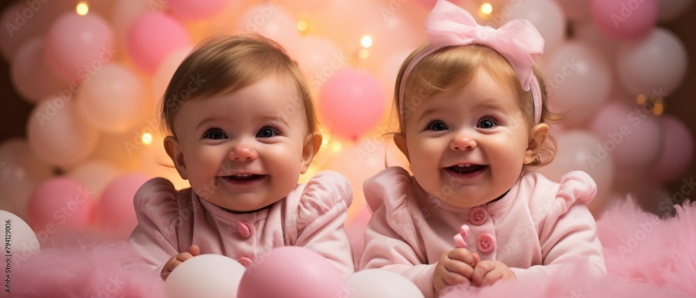 Two baby girls sitting next to each other Two baby girls sitting next to each other