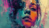expressive abstract portraits showcasing diverse faces and emotions digital painting