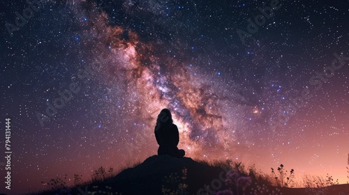 Contemplative Person Under Starry Night Sky