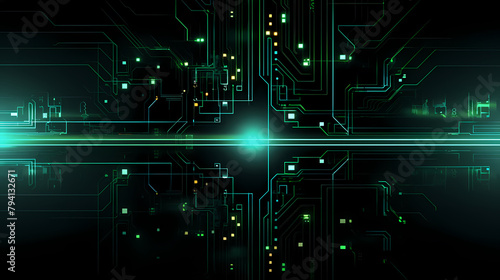 Green glowing technology background