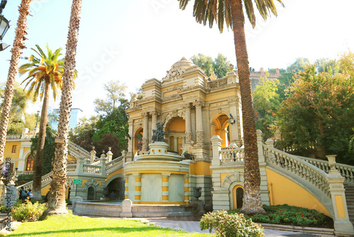 Stunning Entrance to Cerro Santa Lucia Hilltop, the Historic Public Park in Downtown Santiago of Chile, South America photo