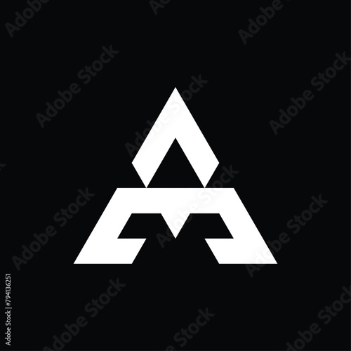 triangular logo monogram forming the letters "a" and "m".