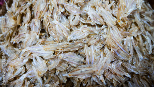 Bali MARCH 2024 - Dried fish on a stall in Kumbasari Market in Bali, Indonesia photo