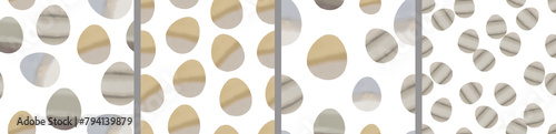 Watercolor set of seamless patterns. Collection of hand drawn pastel Easter eggs
