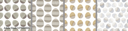 Watercolor set of seamless patterns. Collection of hand drawn pastel Easter eggs
