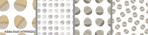 Watercolor set of seamless patterns. Collection of hand drawn pastel Easter eggs