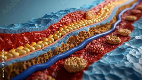 An educational diagram of different stages of arterial plaque development
