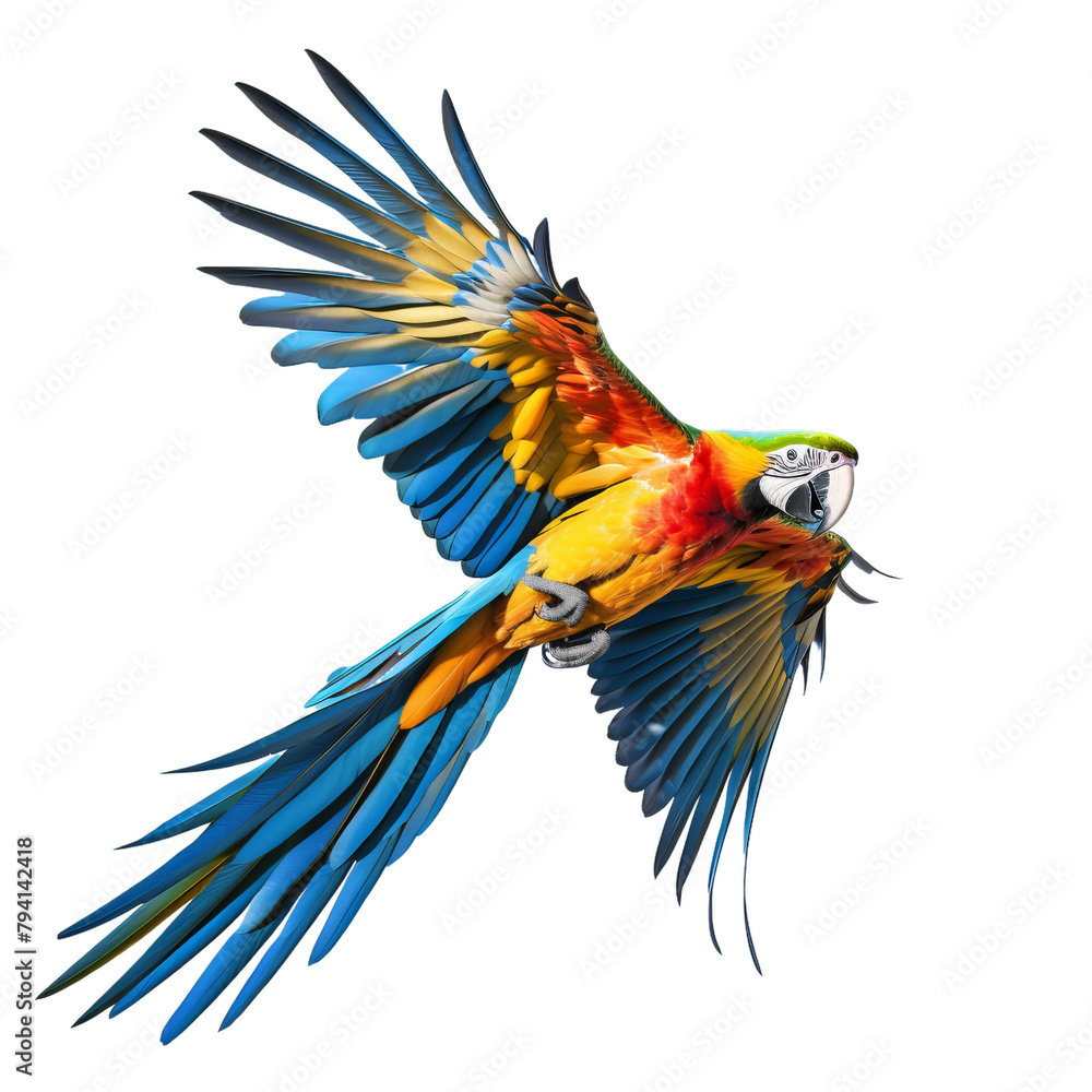 Fototapeta premium blue and yellow macaw on white background