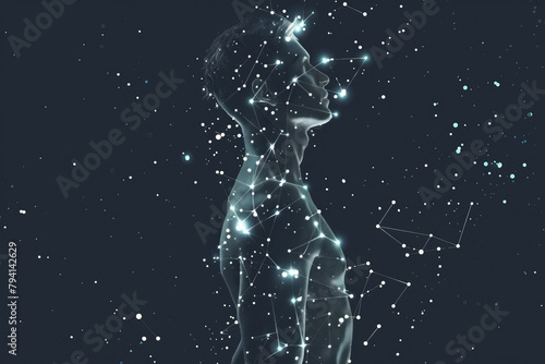 A man is standing in the middle of a starry sky © Formoney