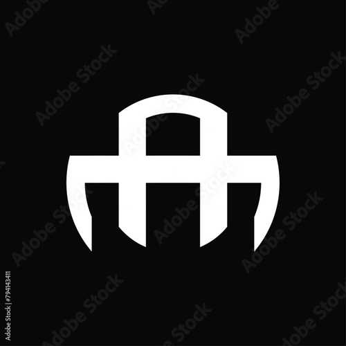 circle logo monogram forming the letters "a" and "m". simple and elegant logo in black and white.