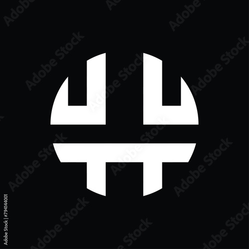circle logo monogram forming the letters "j" and "u". simple and elegant logo in black and white.