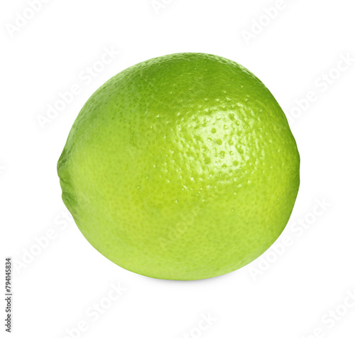 Citrus fruit. One fresh lime isolated on white