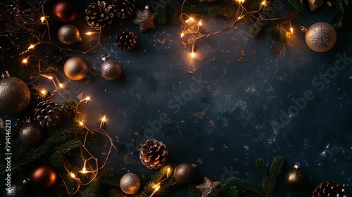 A magical and enchanting Christmas landscape illuminated by twinkling lights and whimsical decorations