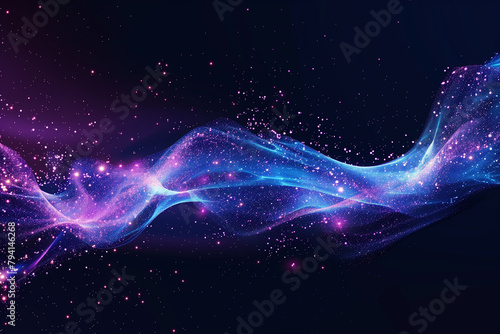 Digital abstract of sparkling particles in cosmic waves  suitable for tech or sci-fi themes.